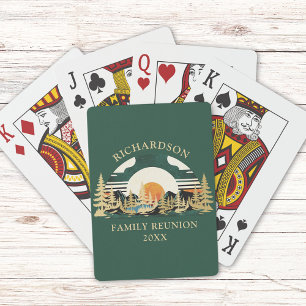 Vintage-Sonnenuntergang-Grün-Camping-Spiele Famili Spielkarten