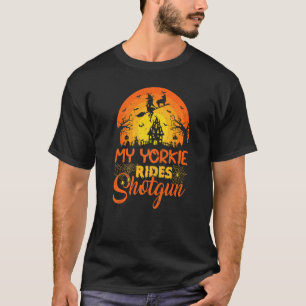 Vintage-Sonnenuntergang Mein Yorkie-Hund fährt auf T-Shirt