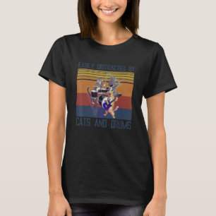 Vintage-Sonnenuntergang mit Katze Cooler Schlagze T-Shirt
