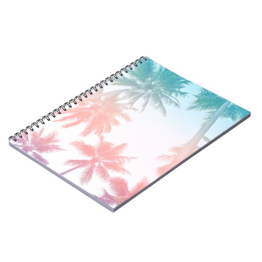 Vintage Sonnenuntergang mit Palmen Notizblock (Linke Seite)