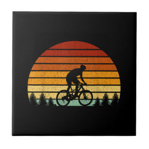 Vintage-Sonnenuntergang-Mountainbike-Geschenk für Fliese