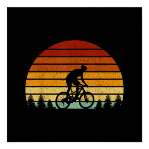 Vintage-Sonnenuntergang-Mountainbike-Geschenk für Poster