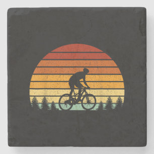 Vintage-Sonnenuntergang-Mountainbike-Geschenk für Steinuntersetzer