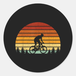 Vintage-Sonnenuntergang-Mountainbiking-Geschenk fü Runder Aufkleber
