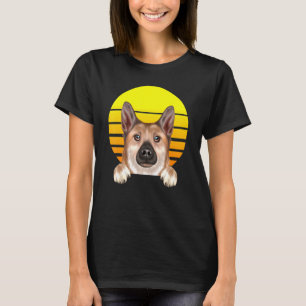 Vintage-Sonnenuntergang-Norwegischer Buhund-Hund T-Shirt