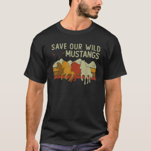 Vintage-Sonnenuntergang-Pferd-Wildtier-Retten Sie T-Shirt