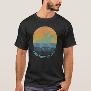 Vintage-Sonnenuntergang-Pferderennen-Jockey-Rennen T-Shirt