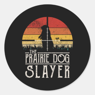 Vintage-Sonnenuntergang-Präriehund-Jagd Präriehund Runder Aufkleber