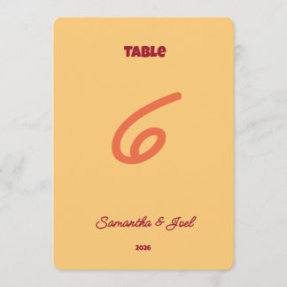 Vintage-Sonnenuntergang Retro-Hochzeitstisch-Numme Einladung