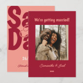 Vintage-Sonnenuntergang Retro Save The Date Karte (Vorne/Hinten)