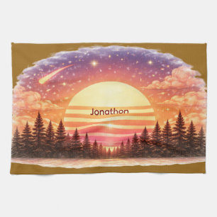 Vintage-Sonnenuntergang Retro-Vibe Benutzername Un Geschirrtuch