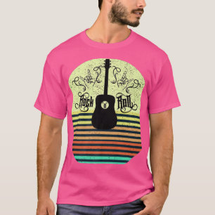 Vintage-Sonnenuntergang Rock and Roll Musik Gitarr T-Shirt
