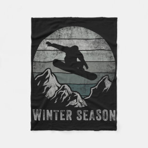 Vintage Sonnenuntergang Ski Snowboard Skifahren Wi Fleecedecke