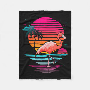 Vintage-Sonnenuntergang-Tropischer-Flamingo-Sommer Fleecedecke