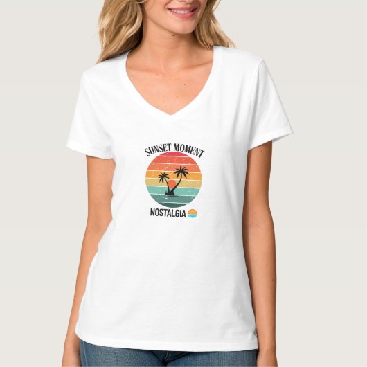 Vintage Sonnenuntergänge mit Palm Island Charm T-Shirt (Vorderseite)