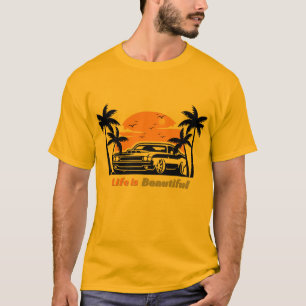 Vintage-Sonnenuntergangs-Auto T-Shirt