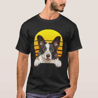 Vintage-Sonnenuntergangs-Cardigan-Welsh-Corgi-Hund T-Shirt