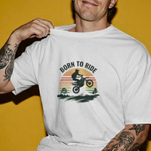 Vintage-Sonnenuntergangs-Dirt-Bike-Fahrer-Grafik-T T-Shirt