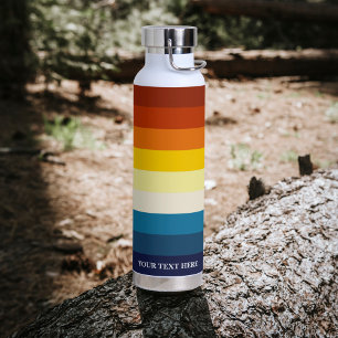 Vintage Sonnenuntergangsstreifen Bunt Regenbogen Trinkflasche