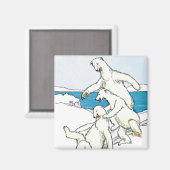 Vintage, sonnige Polarbären Magnet (Vorderseite/Rückseite)