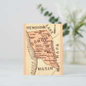 Vintage-Sonom-County-Karte Postkarte (Stehend Vorderseite)