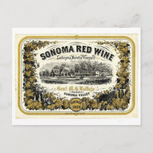 Vintage Sonoma Valley Rotwein Etikett Postkarte