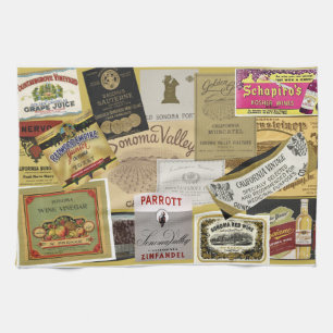 Vintage-Sonoma-Weinetiketten-Küchentuch Geschirrtuch