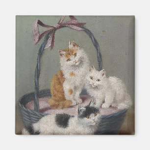 Vintage Sophie Sperlich Katzen in einem Korb Magnet
