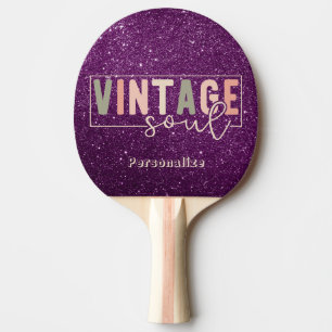 Vintage-Soul-Zitat Retro-Farben Lila Glitter Tischtennis Schläger
