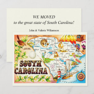 Vintage South Carolina Karte Umzugsankündigung