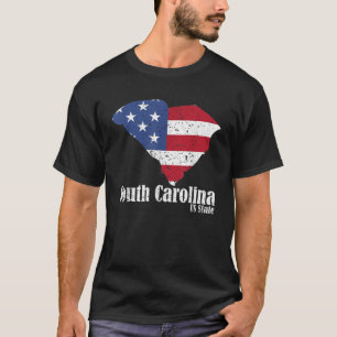 Vintage South Carolina Map American Flag 4. Ju T-Shirt