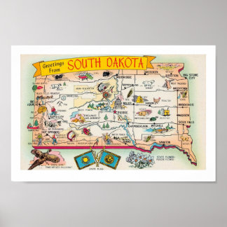 Vintage South Dakota Karte drucken Poster