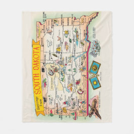 Vintage South Dakota Karte Fleece-Decke Fleecedecke