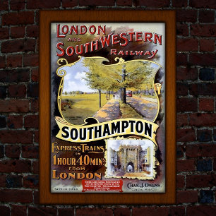 Vintage Southampton-Zugreisen-Werbung Poster