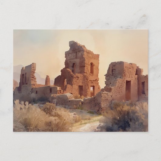Vintage Southwestern Ruins Illustration Postkarte (Vorderseite)