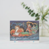 Vintage sowjetische Postkarte mit Santa-Schlitte (Stehend Vorderseite)