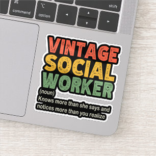 Vintage Sozialarbeiter-Mitarbeiterin Funny Social Aufkleber