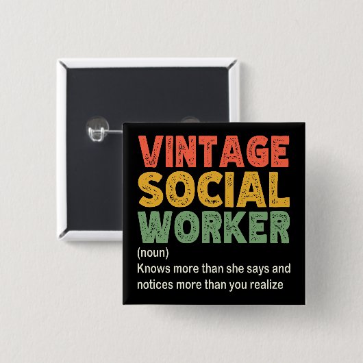 Vintage Sozialarbeiter-Mitarbeiterin Funny Social Button (Vorne & Hinten)
