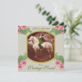 Vintage Sozialeinladung mit romantischer Postkarte (Stehend Vorderseite)