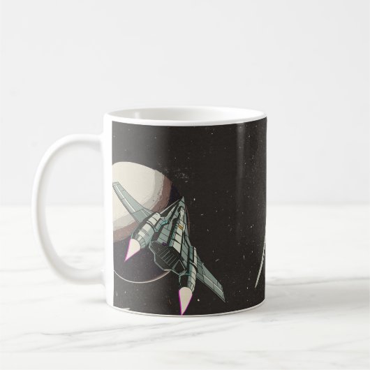 vintage spaceship pattern kaffeetasse (Links)