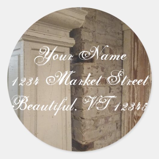 Vintage Spaltenziegeladresse Runder Aufkleber (Vorderseite)