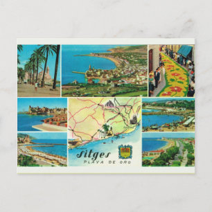 Vintage Spanien, Sitges, Playo de oro Postkarte