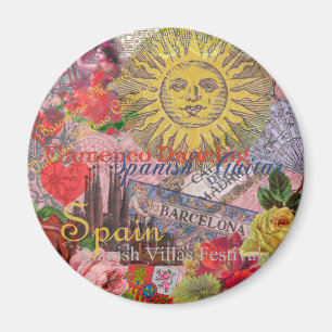 Vintage Spanien Sonnenschein Reise Collage Retro E Magnet