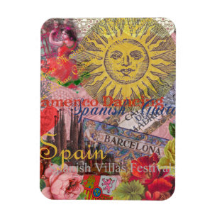Vintage Spanien Sonnenschein Reise Collage Retro E Magnet