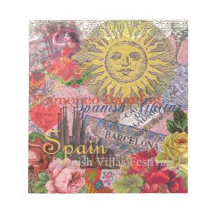 Vintage Spanien Sonnenschein Reise Collage Retro E Notizblock