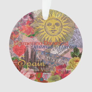 Vintage Spanien Sonnenschein Reise Collage Retro E Ornament