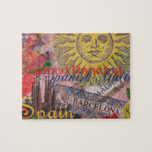 Vintage Spanien Sonnenschein Reise Collage Retro E Puzzle