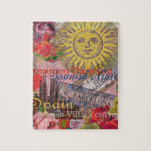 Vintage Spanien Sonnenschein Reise Collage Retro E Puzzle