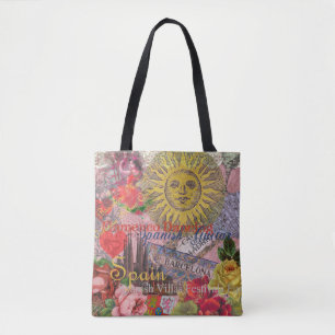 Vintage Spanien Sonnenschein Reise Collage Retro E Tasche