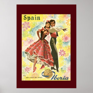 Vintage Spanien Tänzer Reiseplakat Poster
